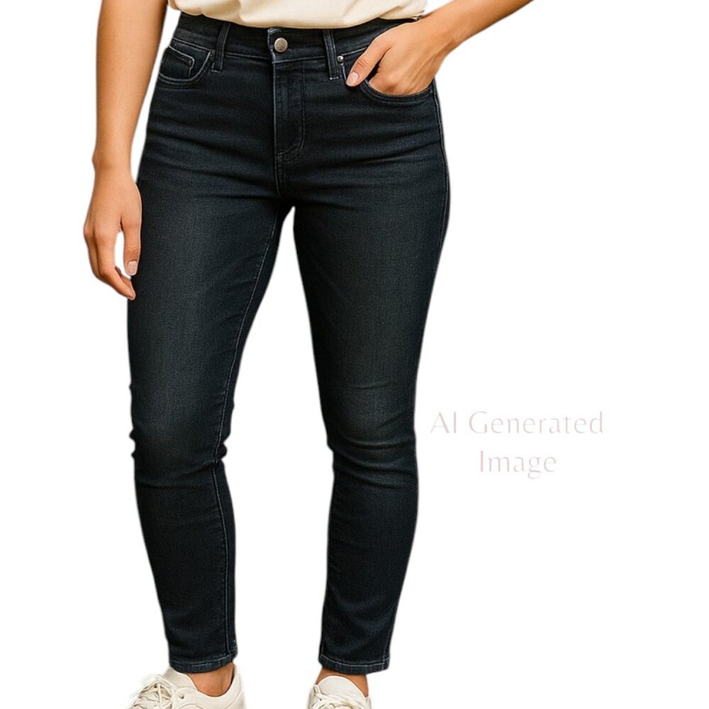 Prosperity Womens Faded Black Raw Hem High Rise Stretch Skinny Jeans Size 26 P